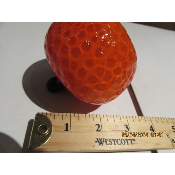 GLASS ART FRUIT FANCO ORANGE GREEN STEM HOME DECOR FRUIT BASKET - Picture 3 of 3